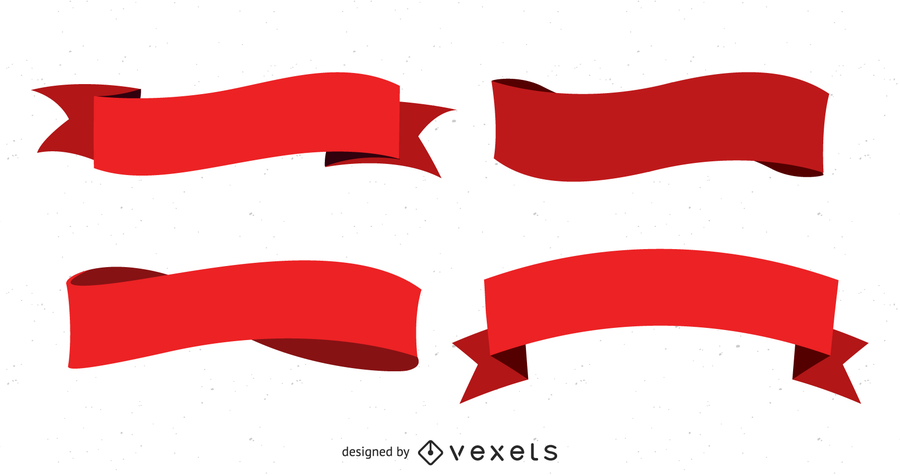 Several Red Ribbon Streamers Vector Several Red Ribbon Streamers Vector