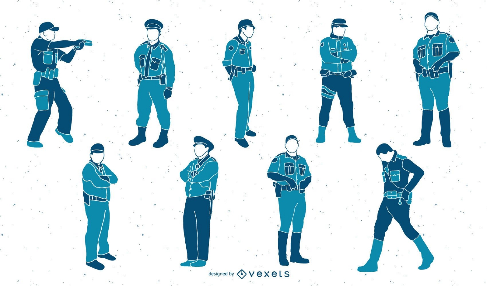 Policemen illustration set