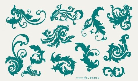 Victorian Ornamental Swirl Silhouette Pack