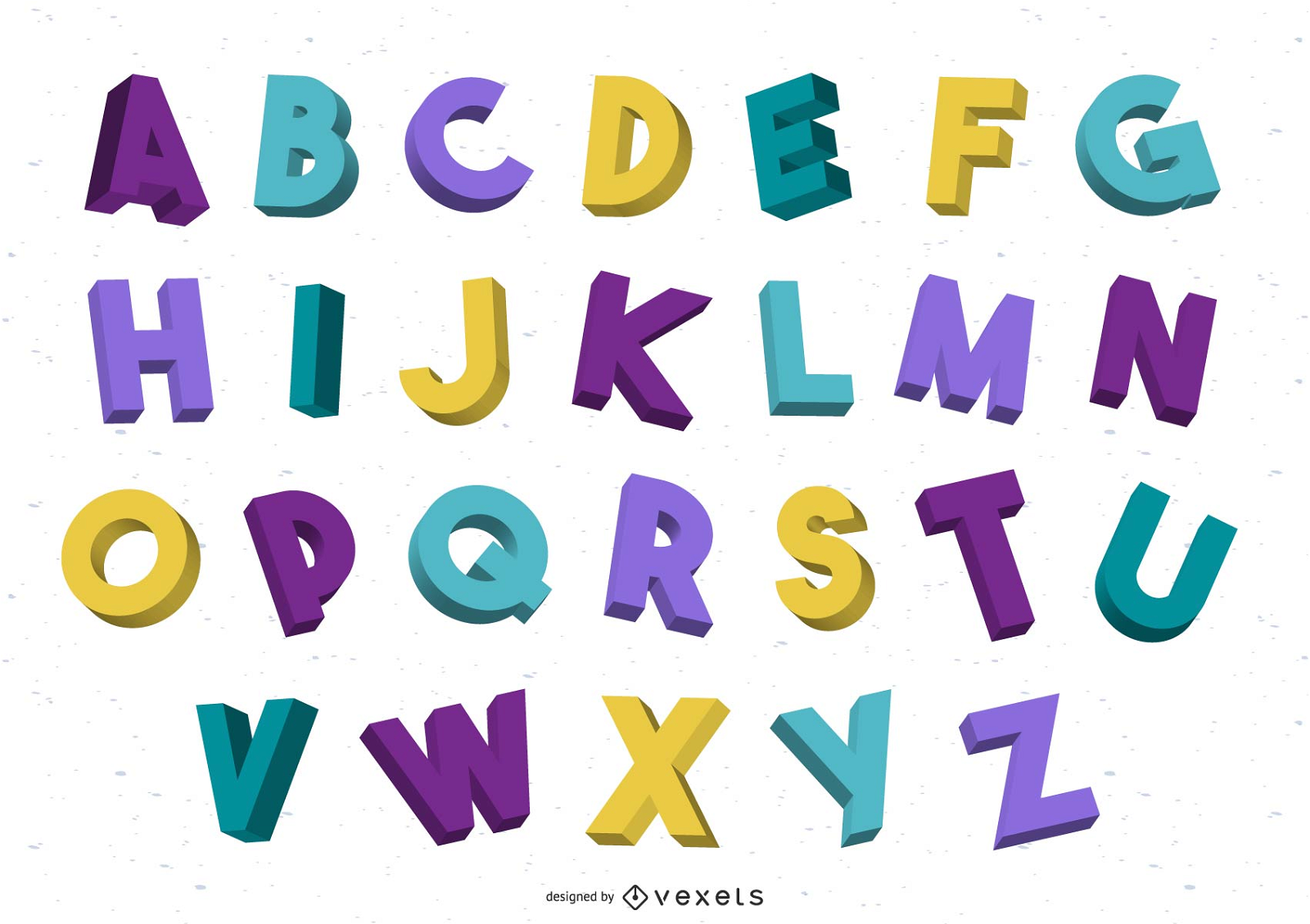 Gráfico de vetor alfabeto 3D colorido