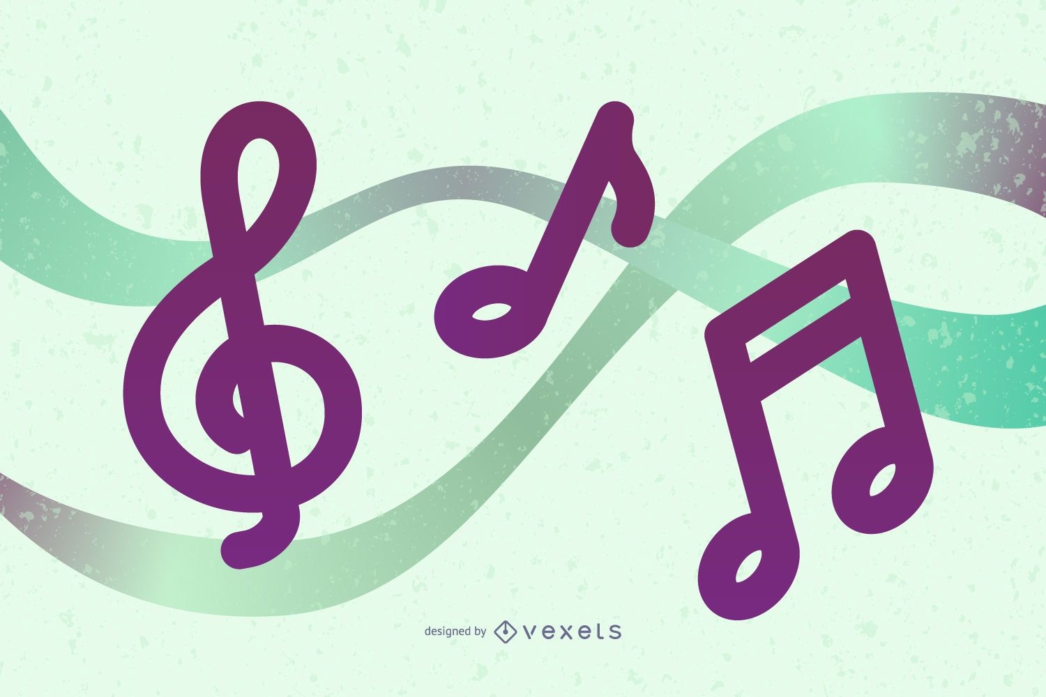 Ilustração vetorial de 4 notas musicais
