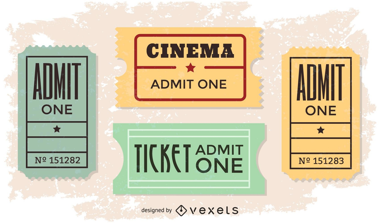 Vintage movie cinema ticket set