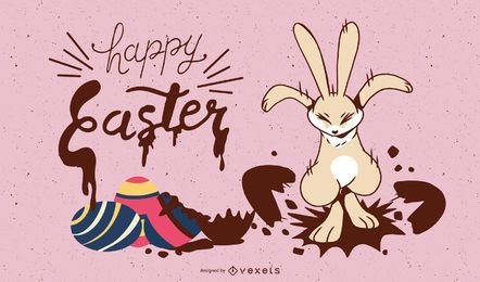 happy easter bunny illustration design