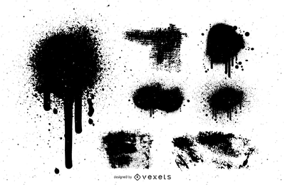 Set of black grunge stains