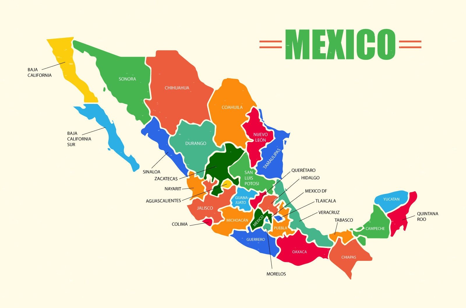 Desenho vetorial de mapa do México