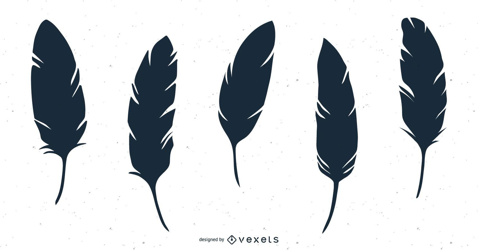 feather silhouette illustration set