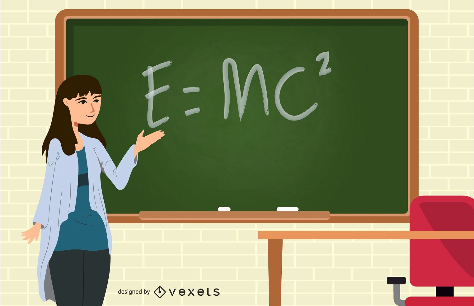 ilustración de ecuación de pizarra de maestro