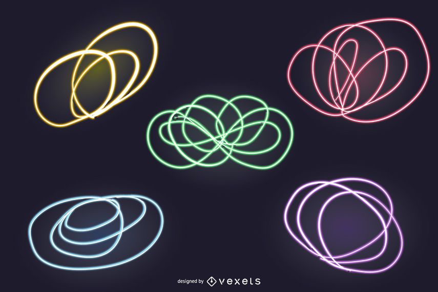 8 Abstract Neon Lights Backdrop Set Vector Download