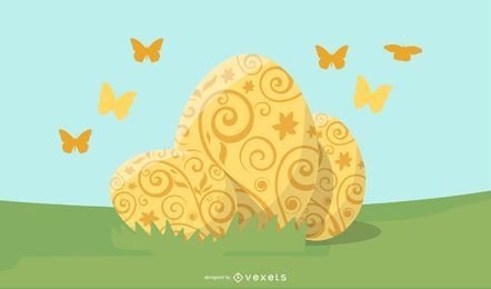 ilustración de huevos de pascua de oro