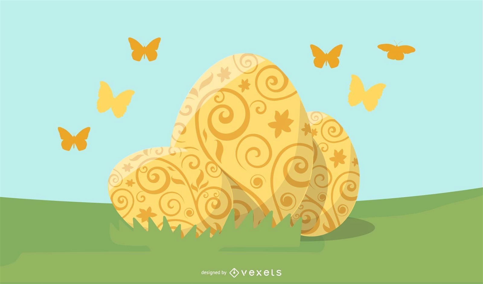 easter golden eggs illustration