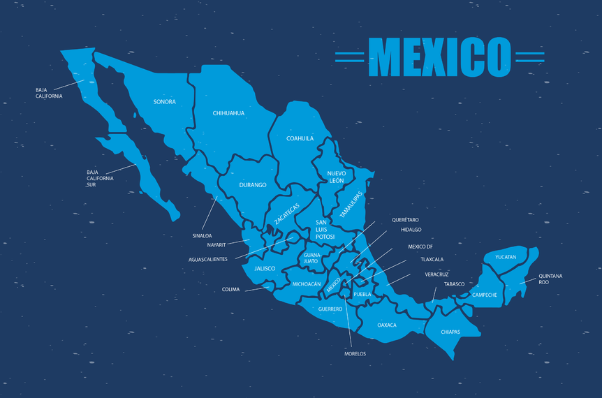Vetor de mapa do México Vetor de mapa do México