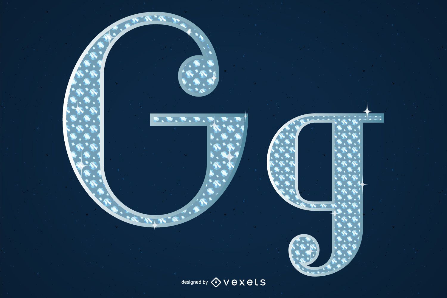 Diamond Embedded In The English Alphabet Arabic Numerals And Symbols Vector