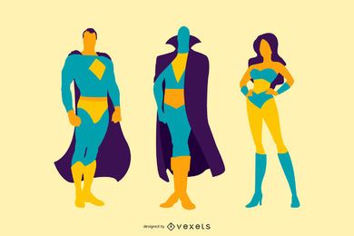 Conjunto de ilustração de personagens de quadrinhos
