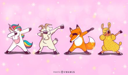 dibujos animados de animales dabbing ilustración