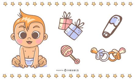 Cute Baby Theme Vector