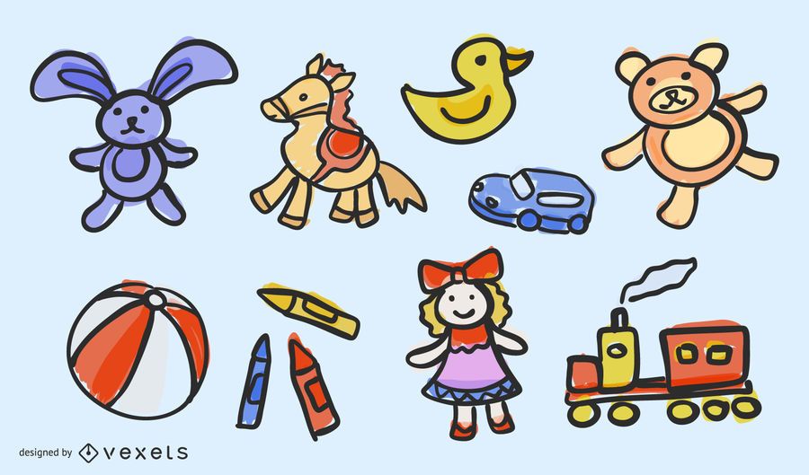 Handpainted Classic Childhood Toy 03 Vector Handpainted Classic Childhood Toy 03 Vector