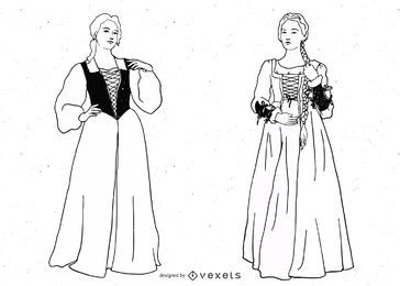 Renaissance Of Traditional Character Vector Renaissance Of Traditional Character Vector