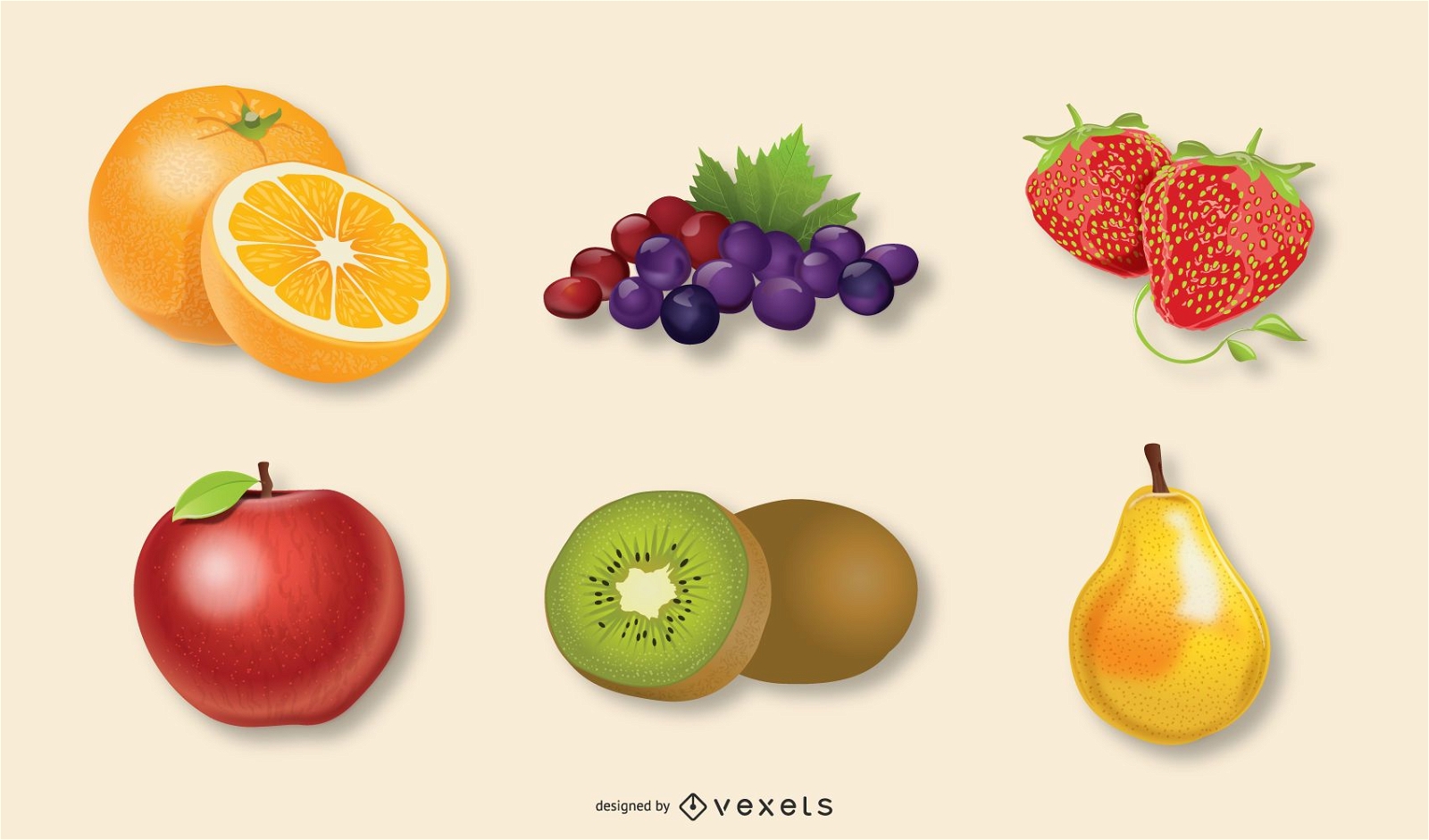 Conjunto de ilustração de frutas realistas