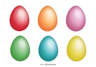 Conjunto de ilustração colorida de ovo de páscoa