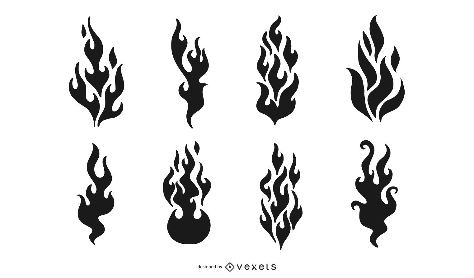 Conjunto de design de silhueta de chamas