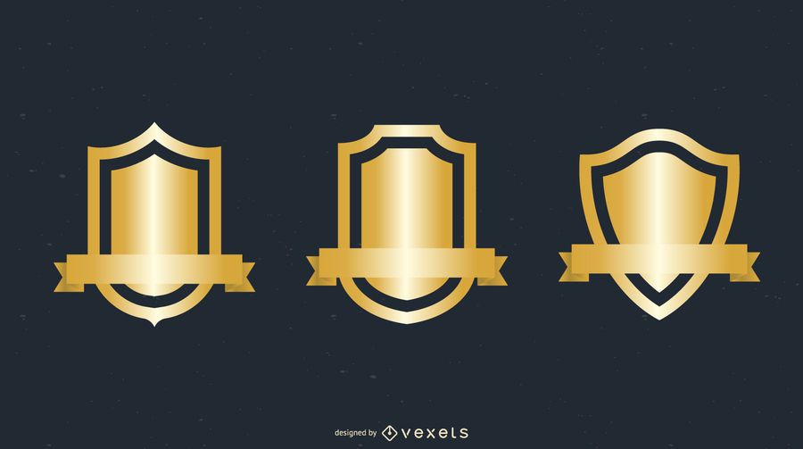Vários Gold Shield Badge Vector Vários Gold Shield Badge Vector