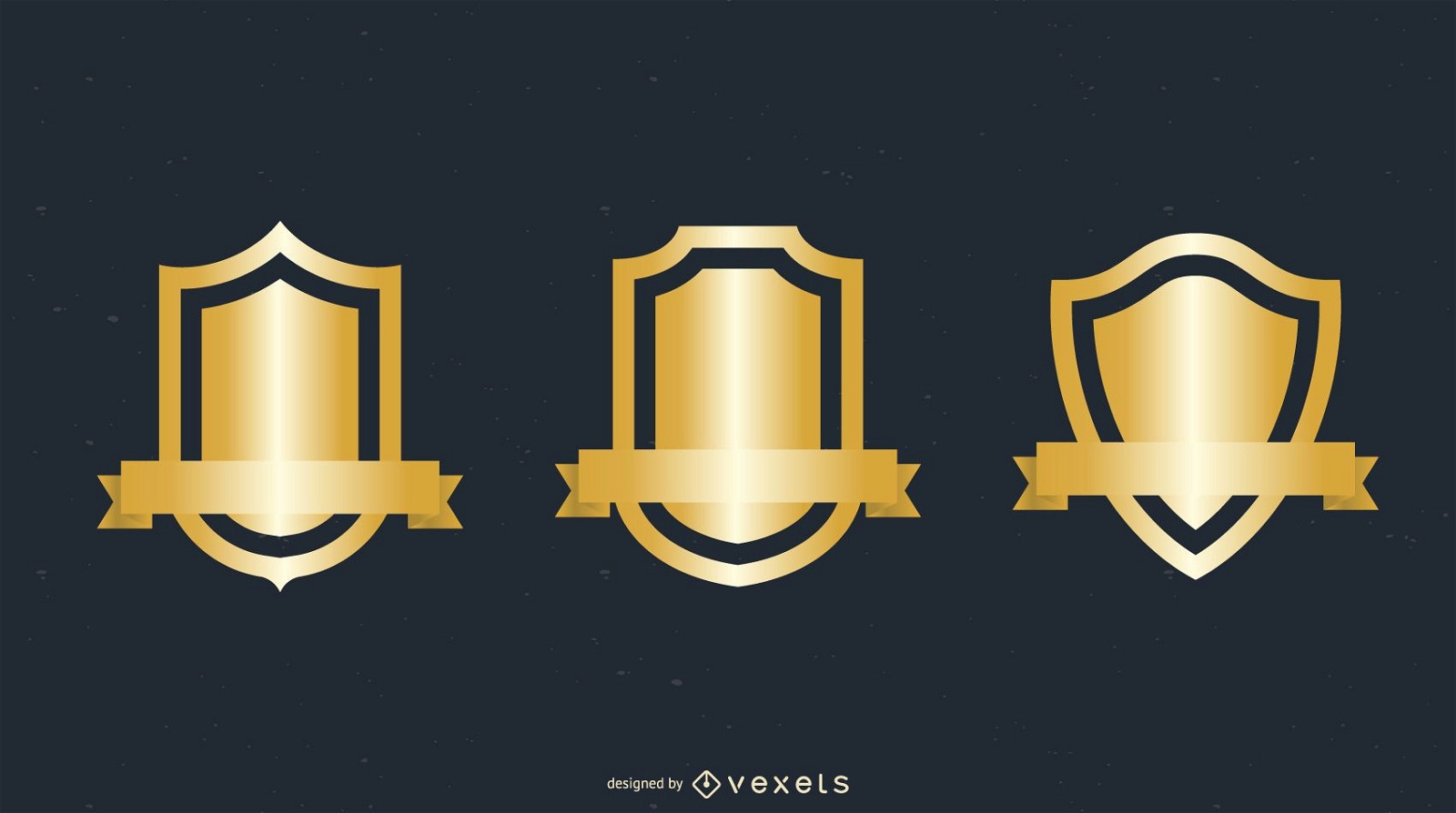 Varios vectores de insignia de escudo de oro