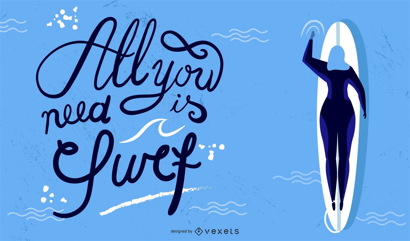 Surfing lettering illustration