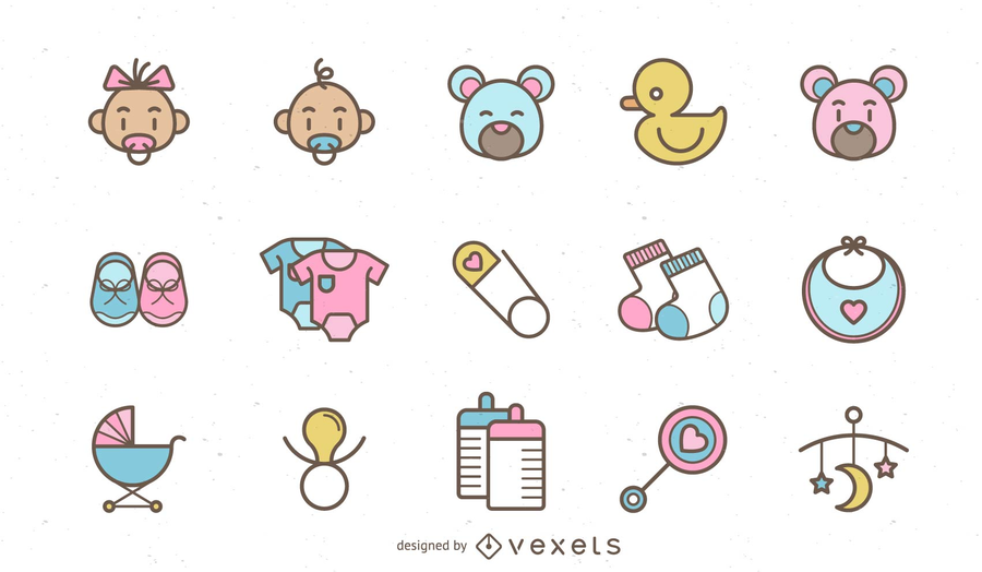 Cute Baby Elements Vector Set Cute Baby Elements Vector Set