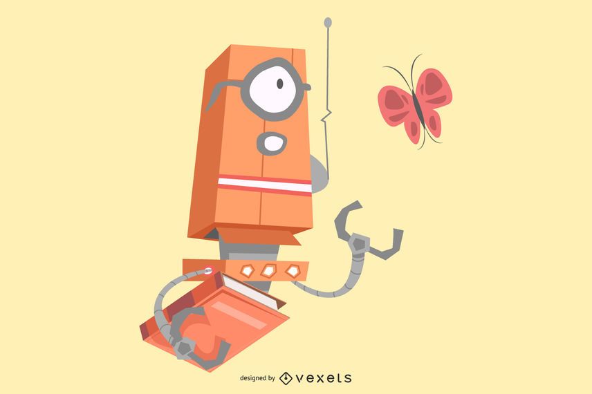 Robot con diseño de ilustración de libros Robot con diseño de ilustración de libros