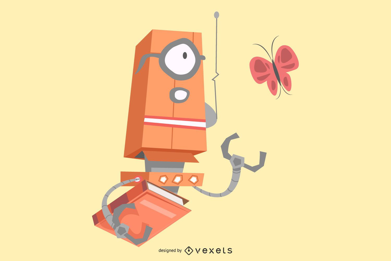 Robot with book illustration design