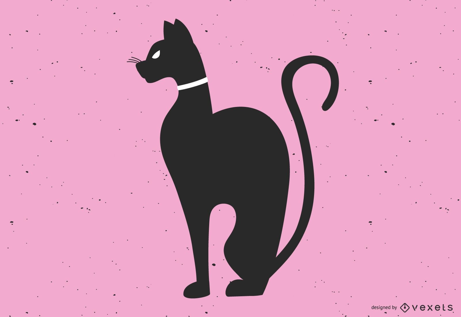 Black cat flat illustration design