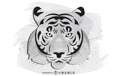 Grey tiger head illustration