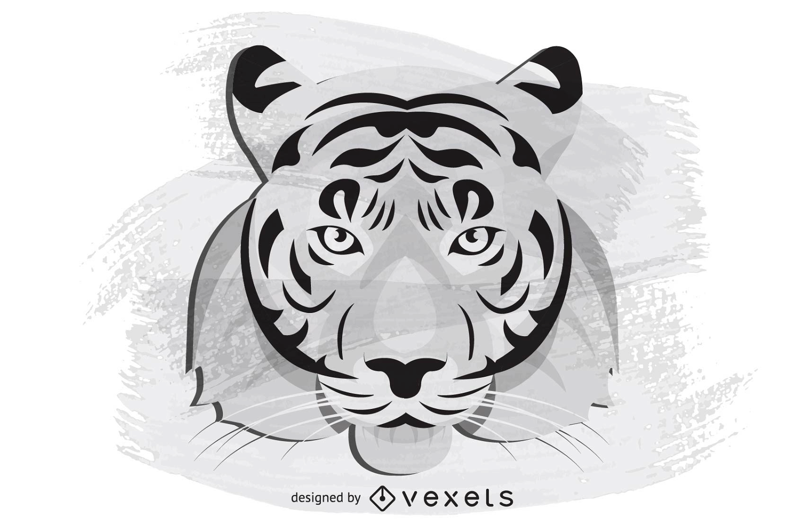 Ilustración de cabeza de tigre gris