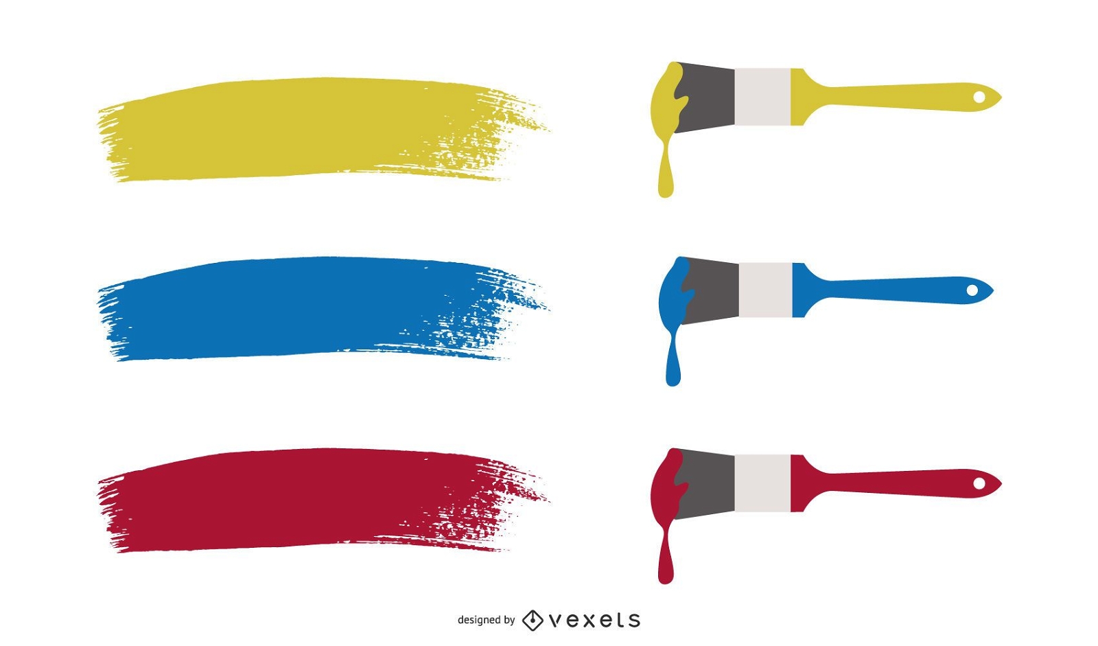 Different Colors Of Paint Brush 04 Vector