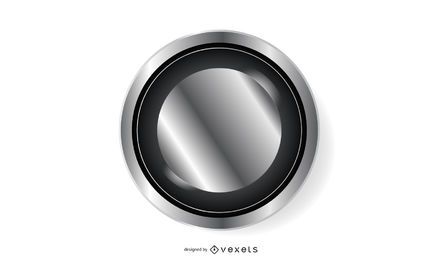 Botón circular negro platino brillante