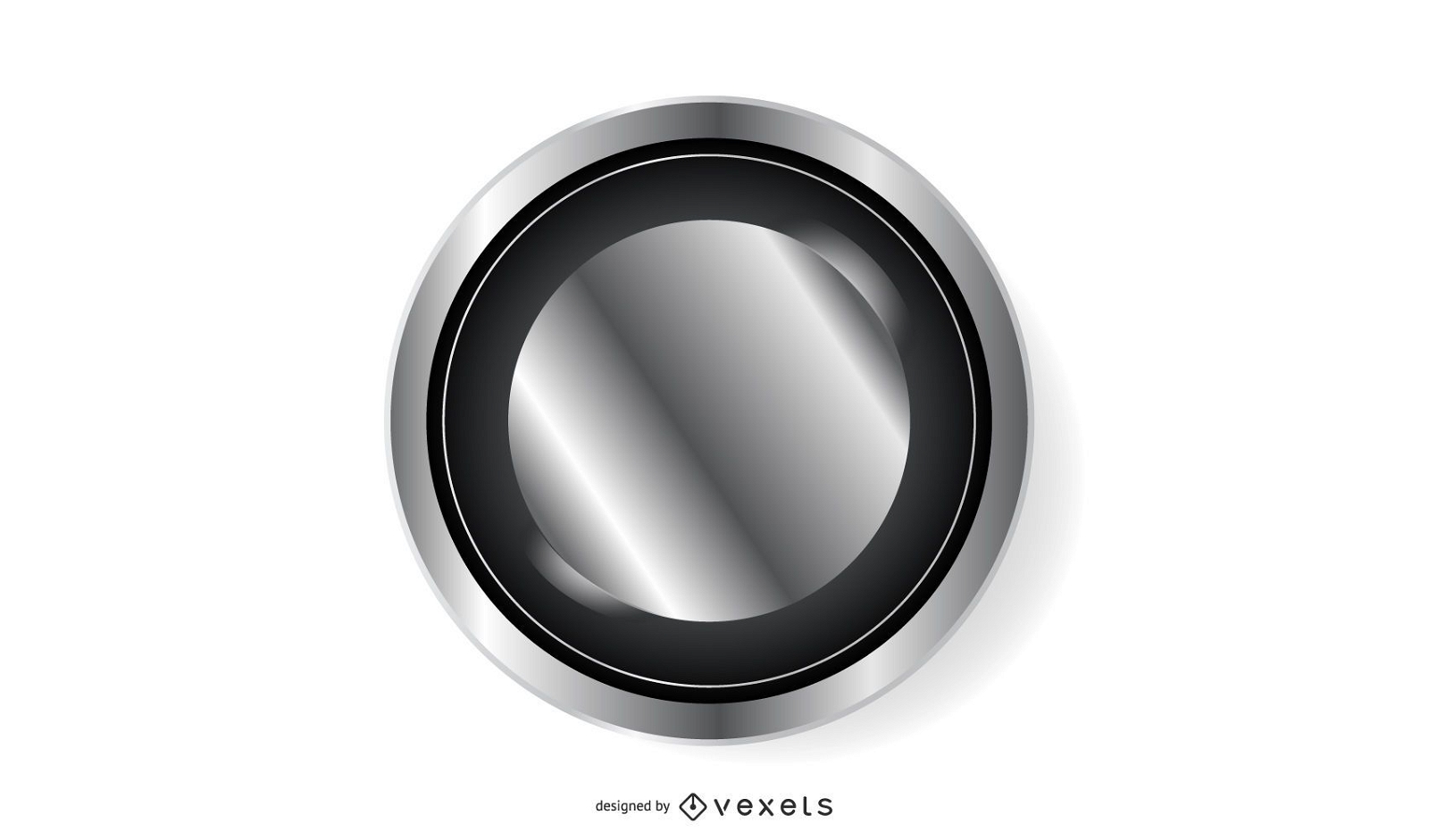 Glossy Platinum Black Circle Button