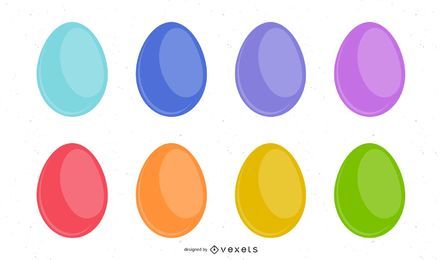 Colorful easter eggs illustration set