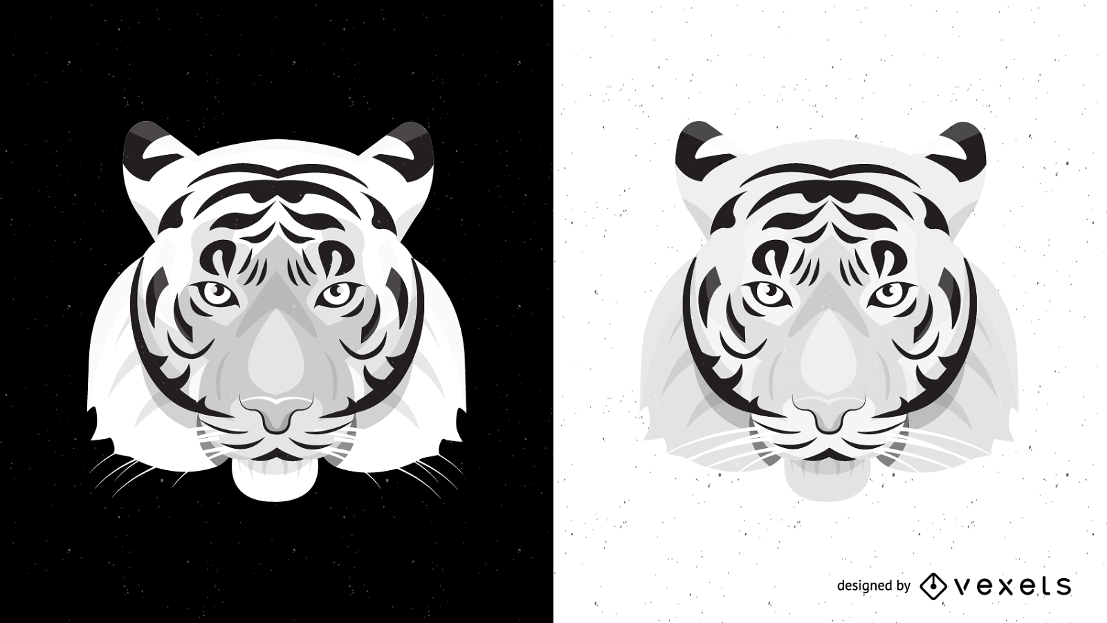 Vector de tigre blanco y negro