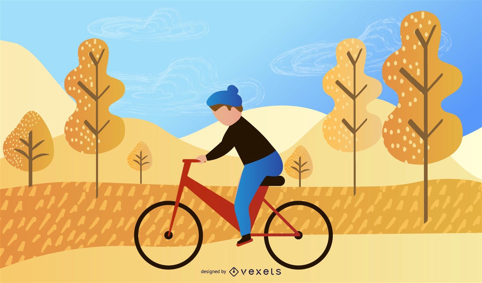 biker in the park illustration