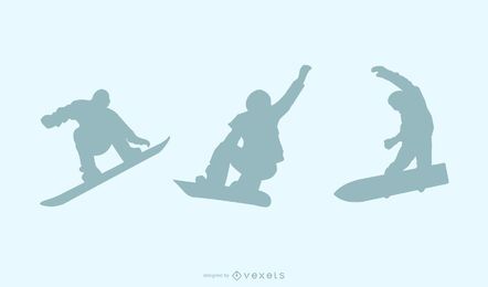 Conjunto de silhueta de snowboard