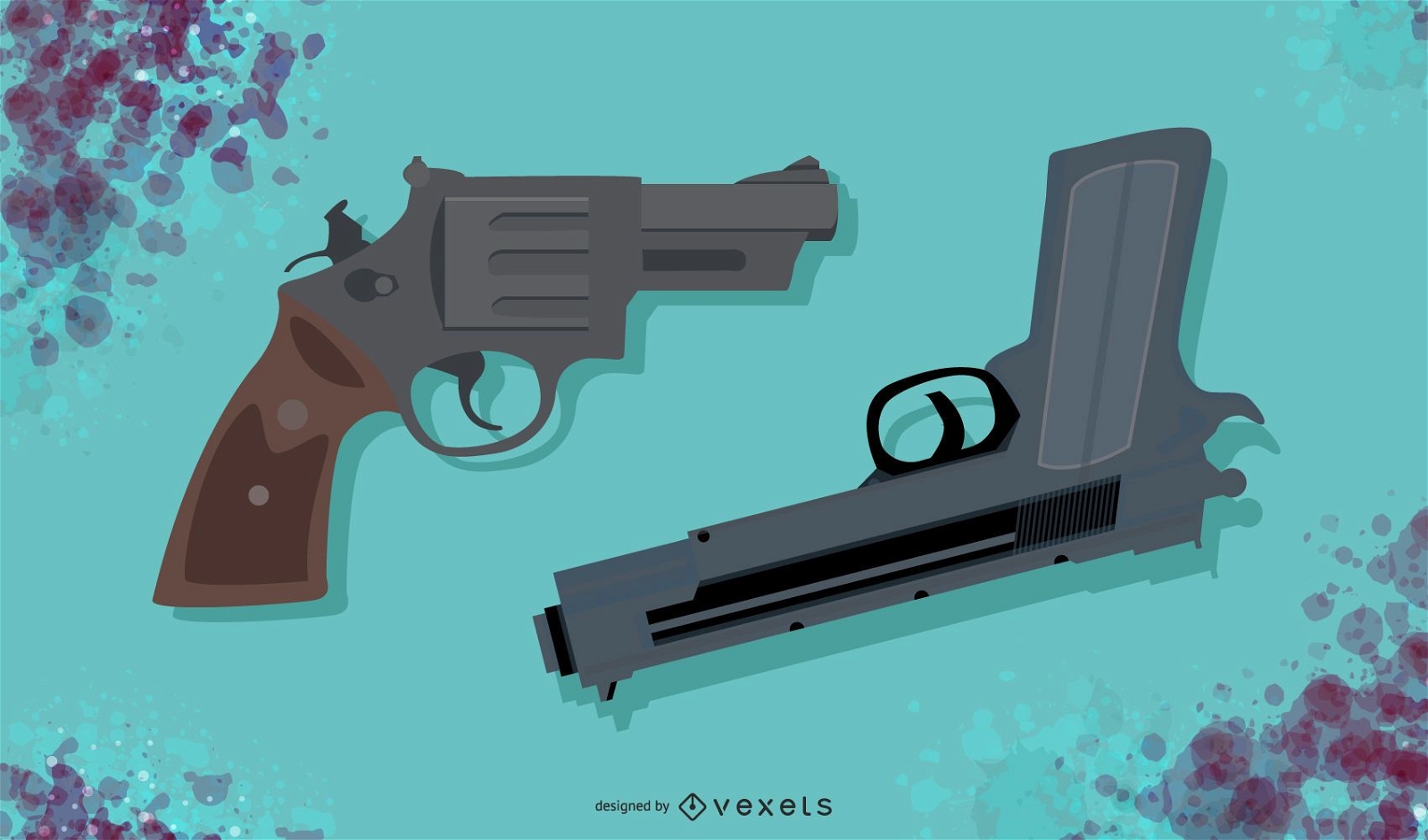 3D gun illustration set