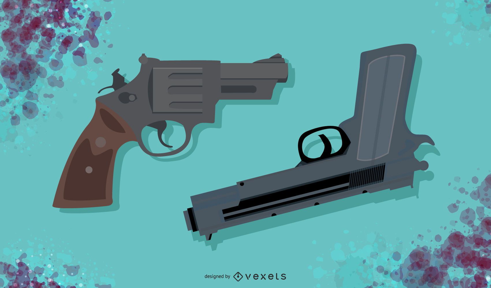 Conjunto de ilustración de pistola 3D