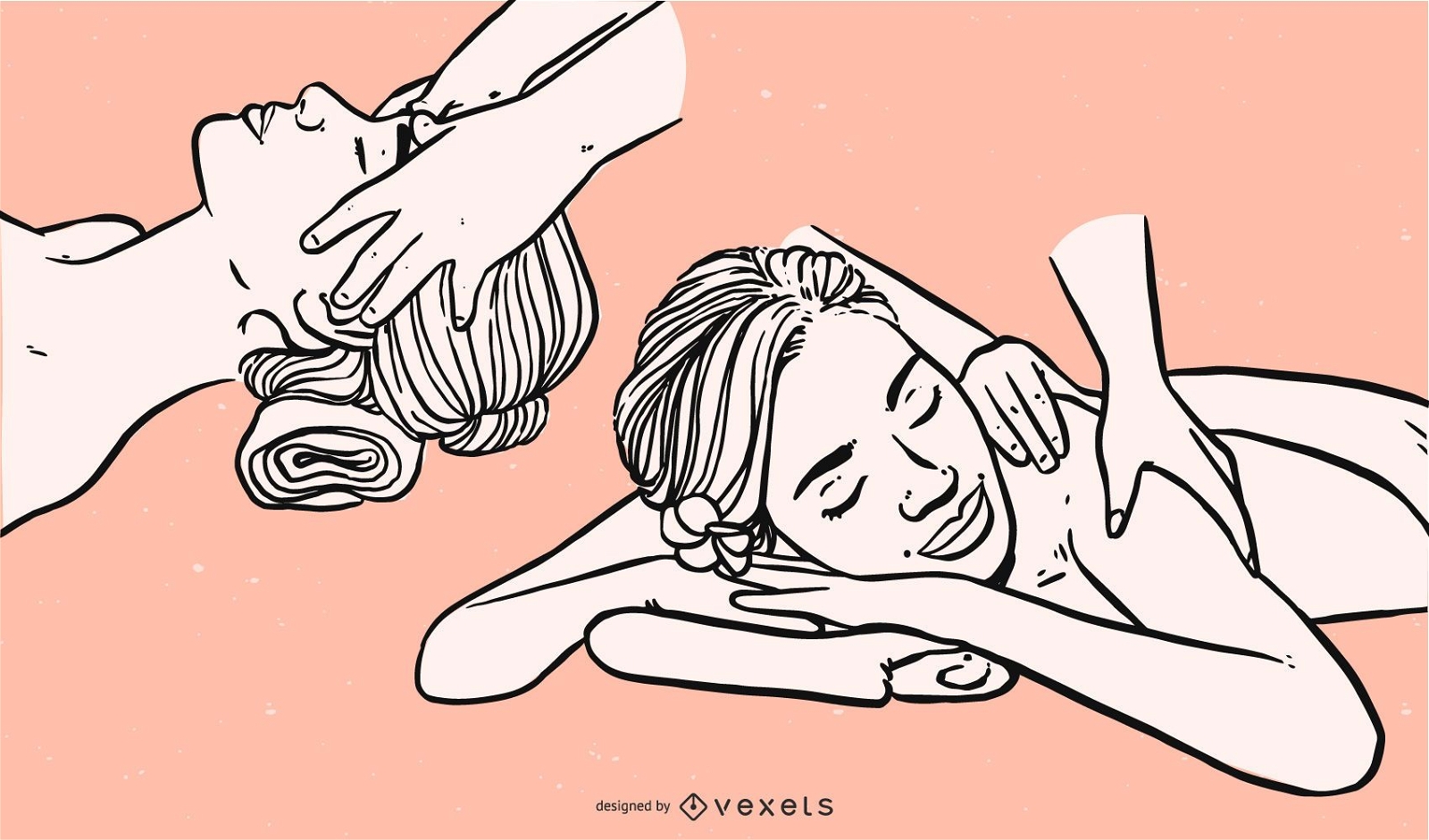 Vetor de massagem de beleza de linhas
