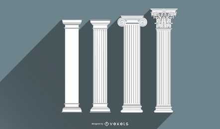Conjunto de diseño de pilar de arquitectura antigua