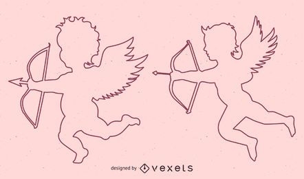 Cupid Vector Line Drawing