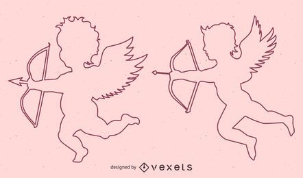 Dibujo lineal del vector de Cupido