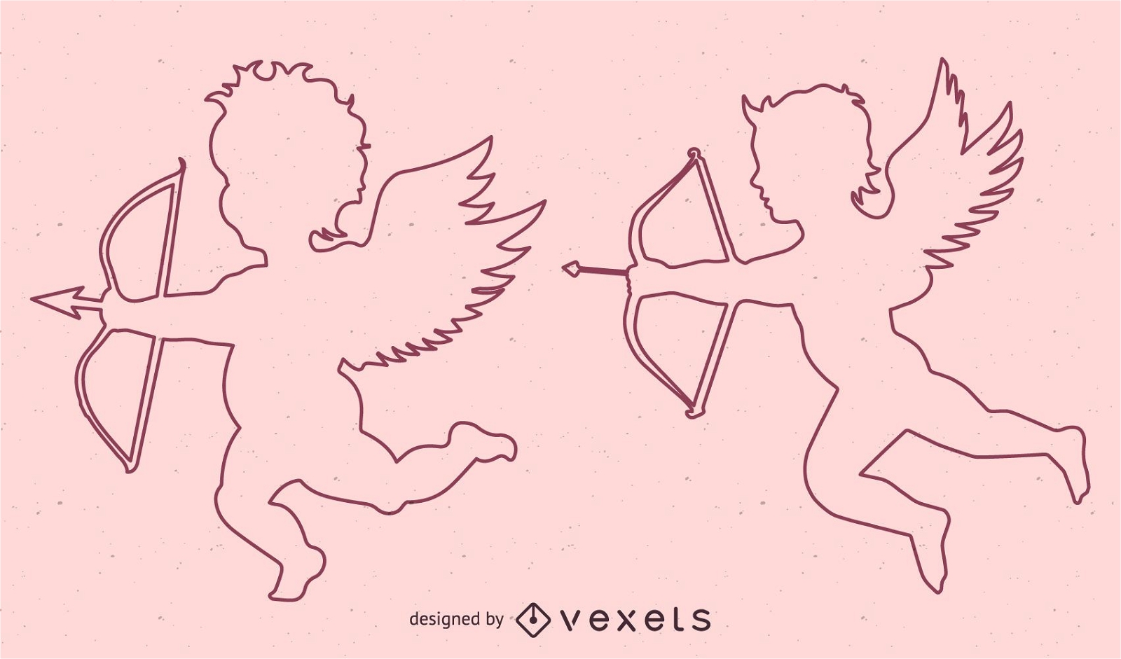 Cupid Vector Line Drawing
