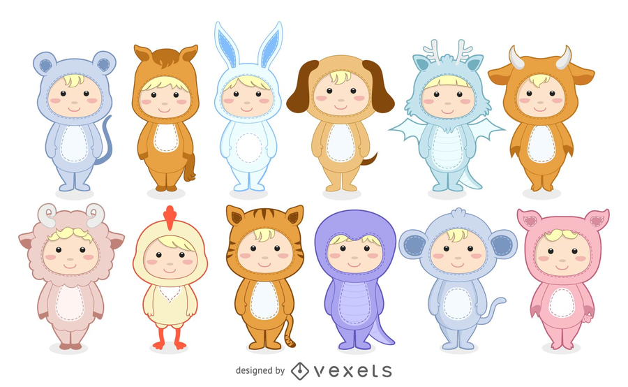 Cute Anthropomorphic Zodiac Qvector Cute Anthropomorphic Zodiac Qvector