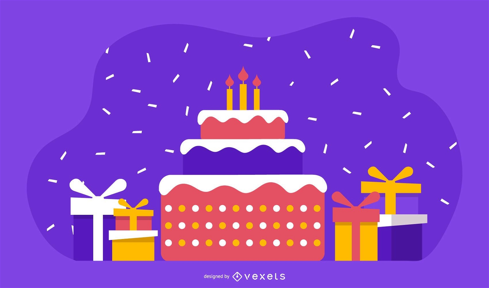 Beautiful Birthday Cake Theme Vector