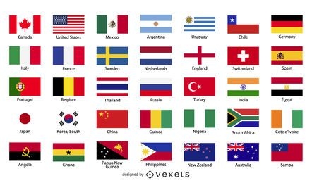 Country flags illustration set